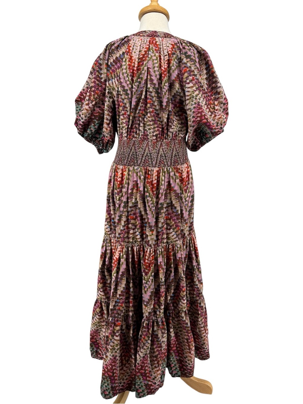 Anthropologie Conditions Apply Notch Neck Zig Zag Printed Puff-Sleeve Mini Dress - Picture 8 of 13
